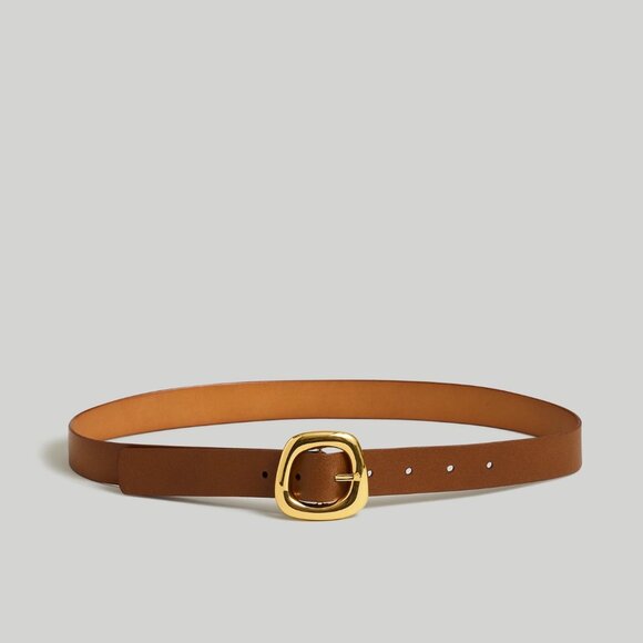 Madewell Puffed-Buckle Leather Belt NP333 Size Medium - Picture 1 of 7